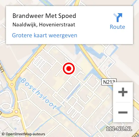 Locatie op kaart van de 112 melding: Brandweer Met Spoed Naar Naaldwijk, Hovenierstraat op 7 december 2022 11:12