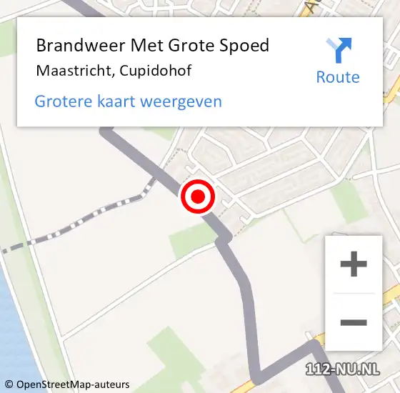 Locatie op kaart van de 112 melding: Brandweer Met Grote Spoed Naar Maastricht, Cupidohof op 7 december 2022 11:12