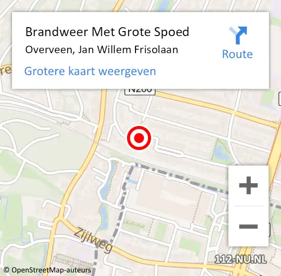 Locatie op kaart van de 112 melding: Brandweer Met Grote Spoed Naar Overveen, Jan Willem Frisolaan op 7 december 2022 11:18