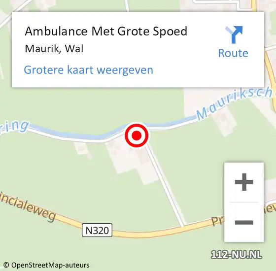 Locatie op kaart van de 112 melding: Ambulance Met Grote Spoed Naar Maurik, Wal op 7 december 2022 11:19