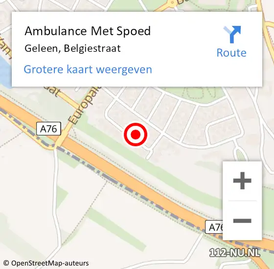 Locatie op kaart van de 112 melding: Ambulance Met Spoed Naar Geleen, Belgiestraat op 7 augustus 2014 13:46