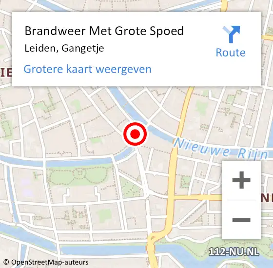 Locatie op kaart van de 112 melding: Brandweer Met Grote Spoed Naar Leiden, Gangetje op 7 december 2022 11:31