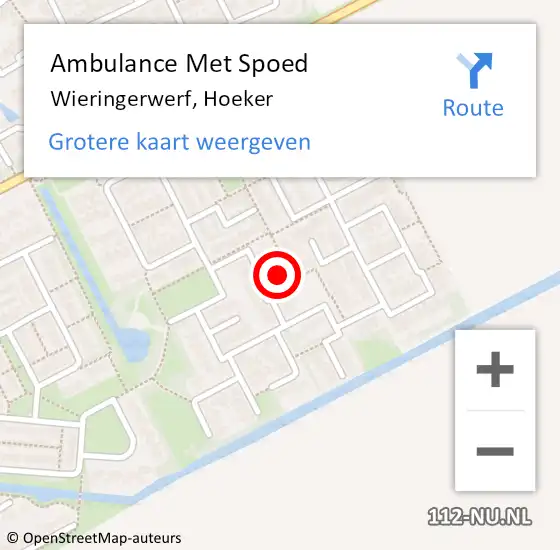 Locatie op kaart van de 112 melding: Ambulance Met Spoed Naar Wieringerwerf, Hoeker op 7 december 2022 12:33