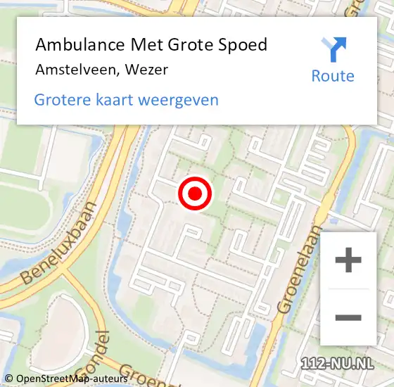 Locatie op kaart van de 112 melding: Ambulance Met Grote Spoed Naar Amstelveen, Wezer op 7 december 2022 12:35