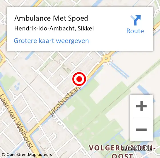 Locatie op kaart van de 112 melding: Ambulance Met Spoed Naar Hendrik-Ido-Ambacht, Sikkel op 7 december 2022 12:42