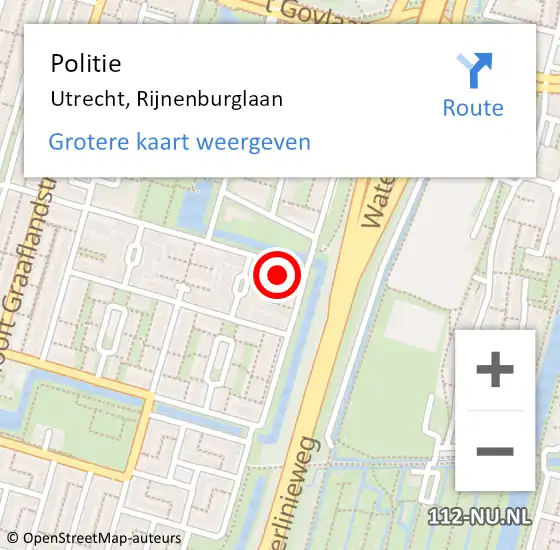 Locatie op kaart van de 112 melding: Politie Utrecht, Rijnenburglaan op 7 december 2022 12:51