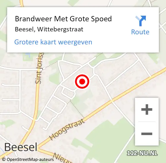 Locatie op kaart van de 112 melding: Brandweer Met Grote Spoed Naar Beesel, Wittebergstraat op 7 december 2022 13:28