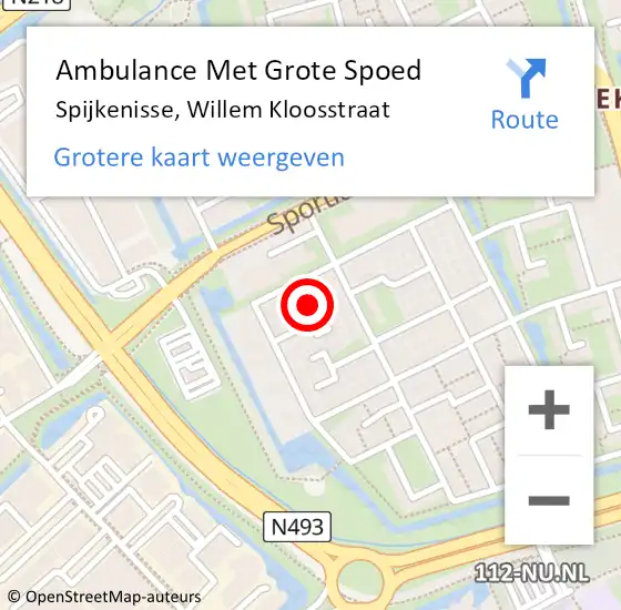 Locatie op kaart van de 112 melding: Ambulance Met Grote Spoed Naar Spijkenisse, Willem Kloosstraat op 7 december 2022 13:44