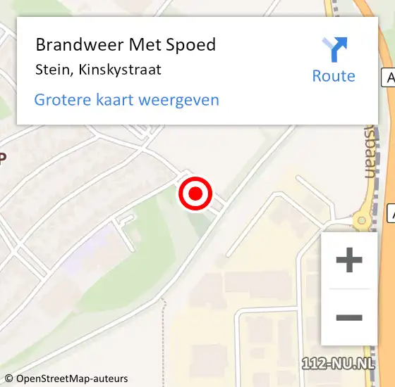 Locatie op kaart van de 112 melding: Brandweer Met Spoed Naar Stein, Kinskystraat op 7 december 2022 13:55