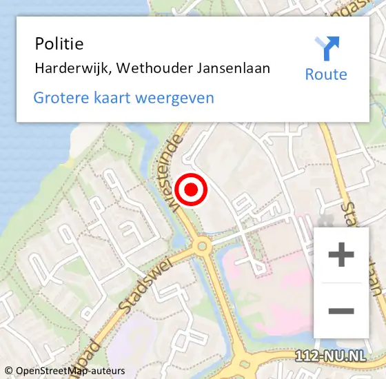 Locatie op kaart van de 112 melding: Politie Harderwijk, Wethouder Jansenlaan op 7 december 2022 14:08