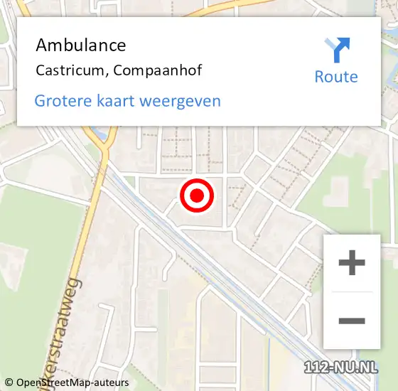 Locatie op kaart van de 112 melding: Ambulance Castricum, Compaanhof op 7 augustus 2014 14:03