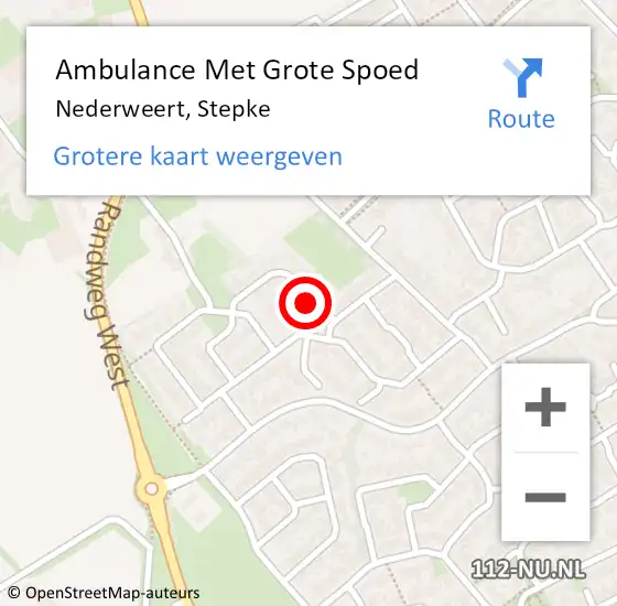 Locatie op kaart van de 112 melding: Ambulance Met Grote Spoed Naar Nederweert, Stepke op 7 december 2022 14:16