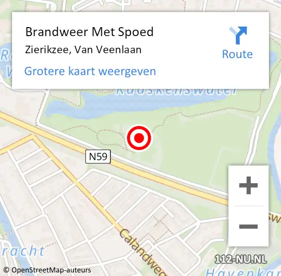 Locatie op kaart van de 112 melding: Brandweer Met Spoed Naar Zierikzee, Van Veenlaan op 7 december 2022 14:30