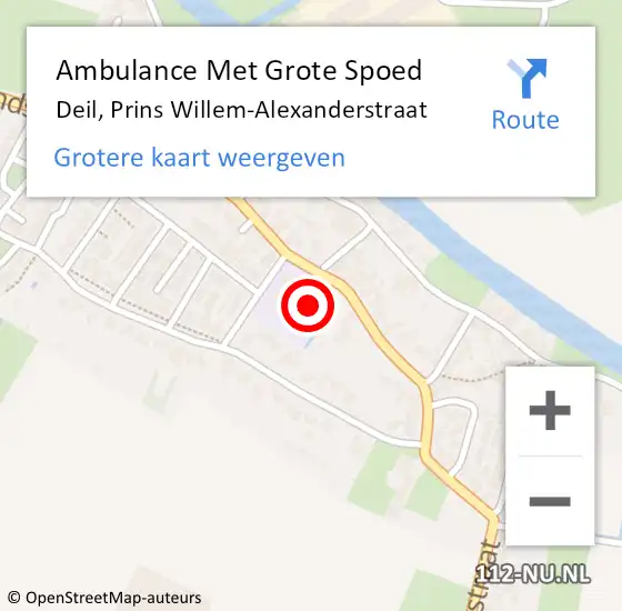 Locatie op kaart van de 112 melding: Ambulance Met Grote Spoed Naar Deil, Prins Willem-Alexanderstraat op 7 december 2022 14:55