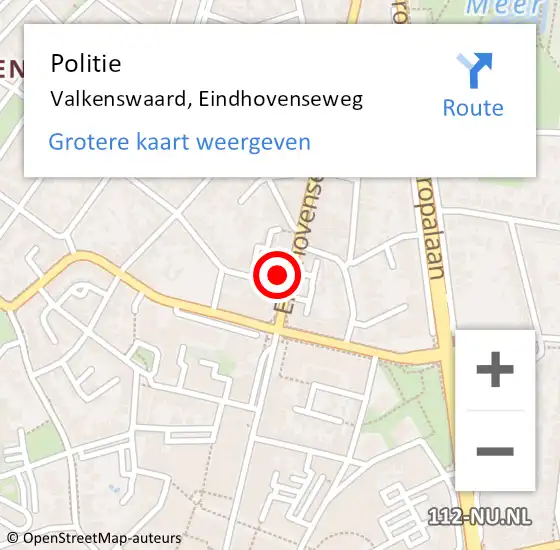 Locatie op kaart van de 112 melding: Politie Valkenswaard, Eindhovenseweg op 7 december 2022 14:56