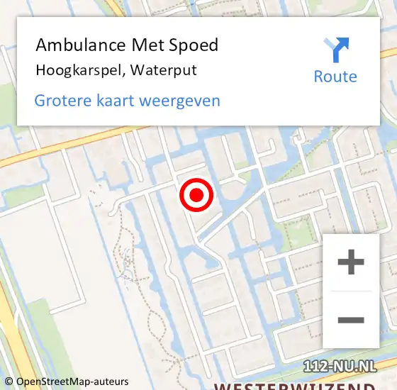 Locatie op kaart van de 112 melding: Ambulance Met Spoed Naar Hoogkarspel, Waterput op 7 december 2022 15:21