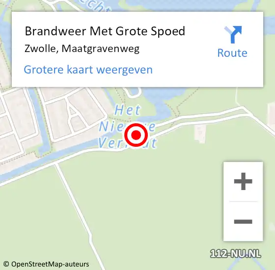 Locatie op kaart van de 112 melding: Brandweer Met Grote Spoed Naar Zwolle, Maatgravenweg op 7 december 2022 15:26