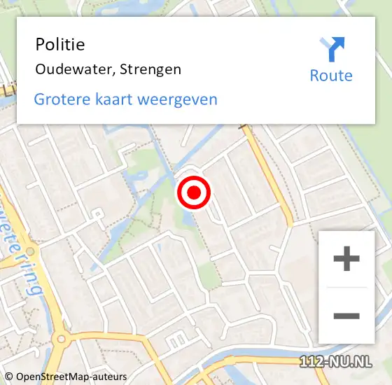 Locatie op kaart van de 112 melding: Politie Oudewater, Strengen op 7 december 2022 15:26