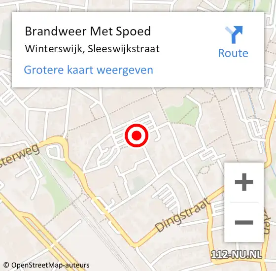 Locatie op kaart van de 112 melding: Brandweer Met Spoed Naar Winterswijk, Sleeswijkstraat op 7 december 2022 15:46