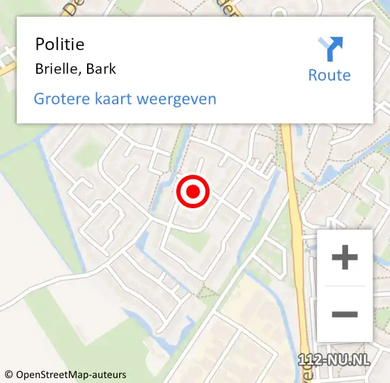 Locatie op kaart van de 112 melding: Politie Brielle, Bark op 7 december 2022 16:10