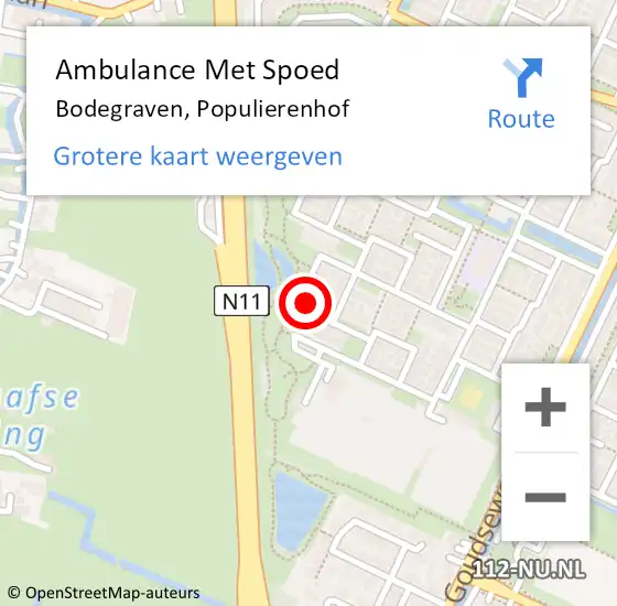 Locatie op kaart van de 112 melding: Ambulance Met Spoed Naar Bodegraven, Populierenhof op 7 december 2022 16:26