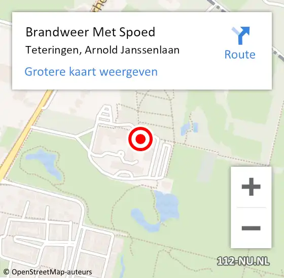 Locatie op kaart van de 112 melding: Brandweer Met Spoed Naar Teteringen, Arnold Janssenlaan op 7 december 2022 16:32