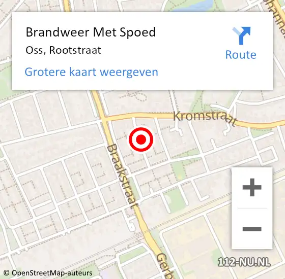 Locatie op kaart van de 112 melding: Brandweer Met Spoed Naar Oss, Rootstraat op 7 december 2022 16:42