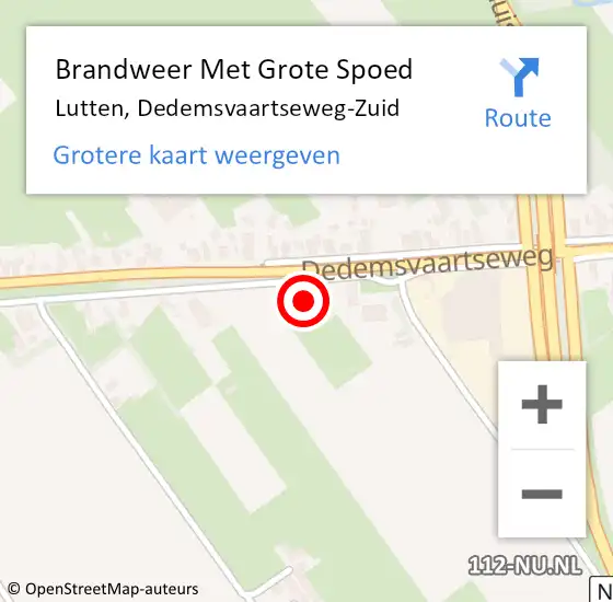 Locatie op kaart van de 112 melding: Brandweer Met Grote Spoed Naar Lutten, Dedemsvaartseweg-Zuid op 7 december 2022 16:42