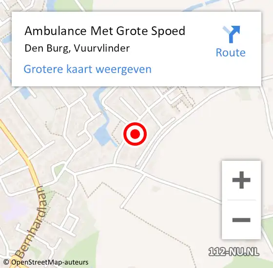 Locatie op kaart van de 112 melding: Ambulance Met Grote Spoed Naar Den Burg, Vuurvlinder op 7 december 2022 16:59