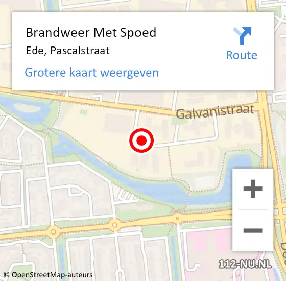 Locatie op kaart van de 112 melding: Brandweer Met Spoed Naar Ede, Pascalstraat op 7 december 2022 17:03