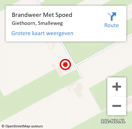 Locatie op kaart van de 112 melding: Brandweer Met Spoed Naar Giethoorn, Smalleweg op 7 december 2022 17:18