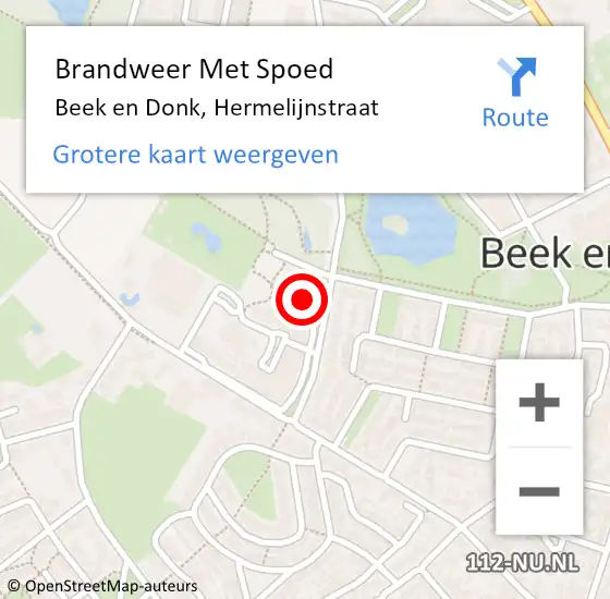 Locatie op kaart van de 112 melding: Brandweer Met Spoed Naar Beek en Donk, Hermelijnstraat op 7 december 2022 17:28