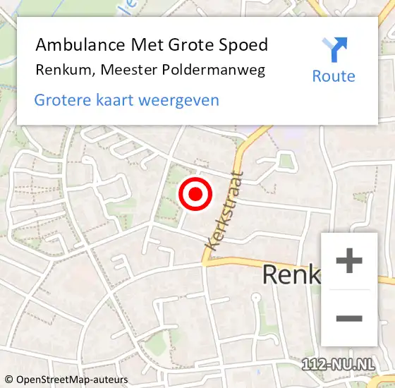 Locatie op kaart van de 112 melding: Ambulance Met Grote Spoed Naar Renkum, Meester Poldermanweg op 7 december 2022 17:32