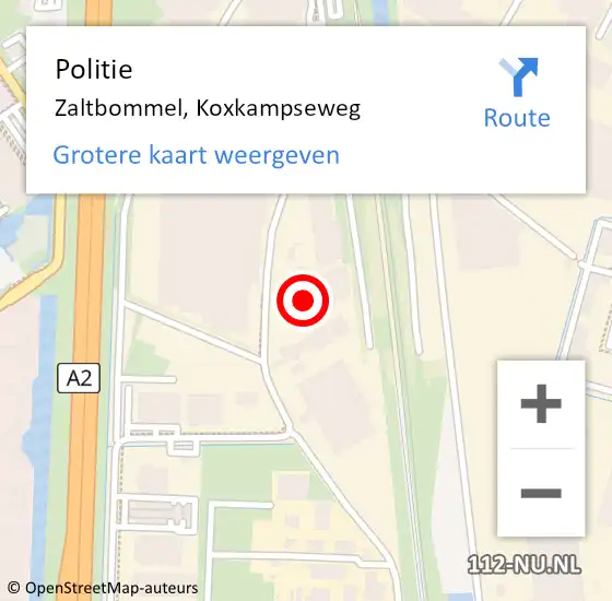 Locatie op kaart van de 112 melding: Politie Zaltbommel, Koxkampseweg op 7 december 2022 17:34