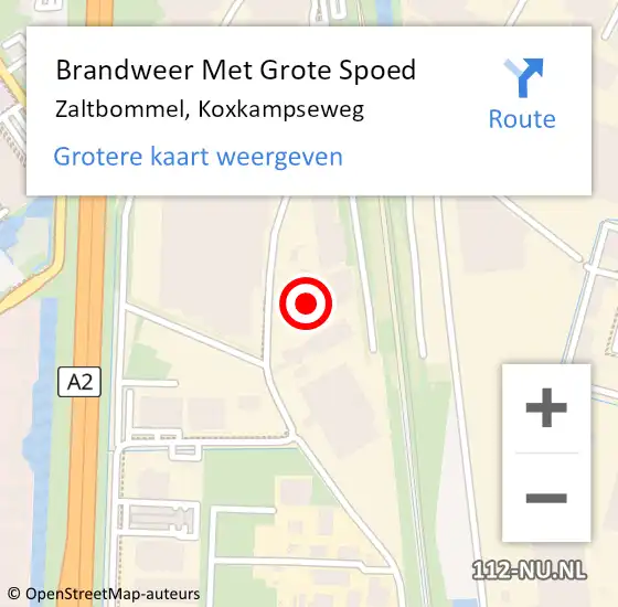 Locatie op kaart van de 112 melding: Brandweer Met Grote Spoed Naar Zaltbommel, Koxkampseweg op 7 december 2022 17:35