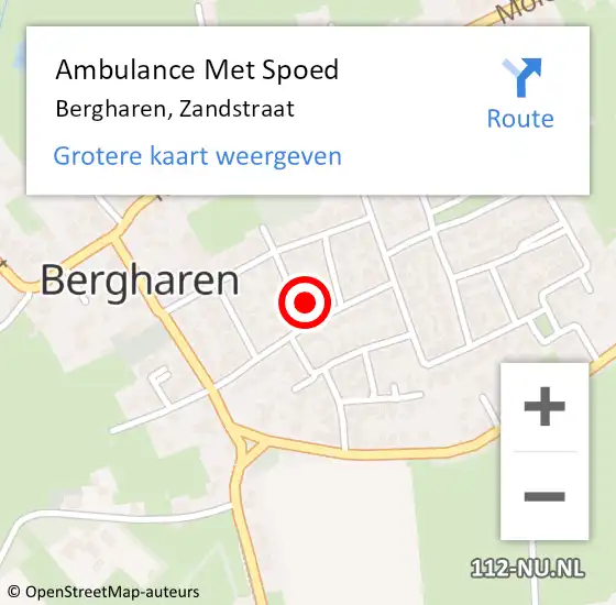 Locatie op kaart van de 112 melding: Ambulance Met Spoed Naar Bergharen, Zandstraat op 10 oktober 2013 19:52