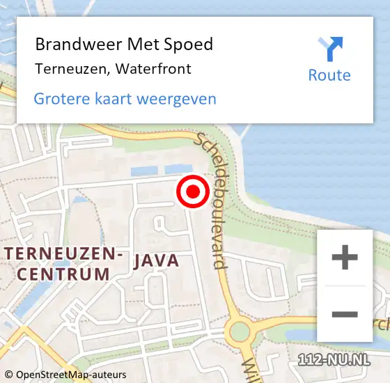 Locatie op kaart van de 112 melding: Brandweer Met Spoed Naar Terneuzen, Waterfront op 7 december 2022 18:12