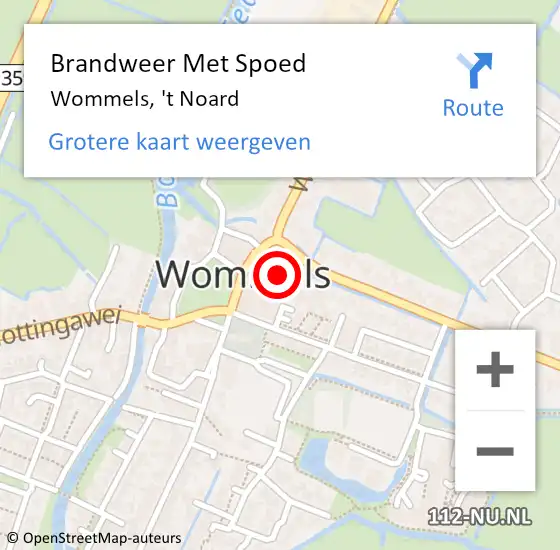 Locatie op kaart van de 112 melding: Brandweer Met Spoed Naar Wommels, 't Noard op 7 december 2022 18:17