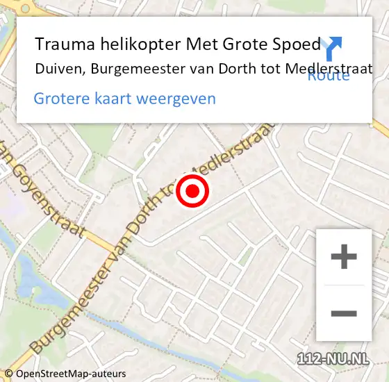 Locatie op kaart van de 112 melding: Trauma helikopter Met Grote Spoed Naar Duiven, Burgemeester van Dorth tot Medlerstraat op 7 december 2022 18:29