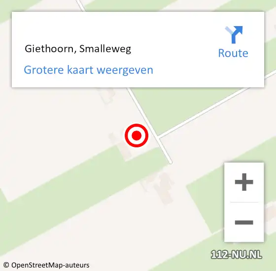 Locatie op kaart van de 112 melding:  Giethoorn, Smalleweg op 7 december 2022 18:30