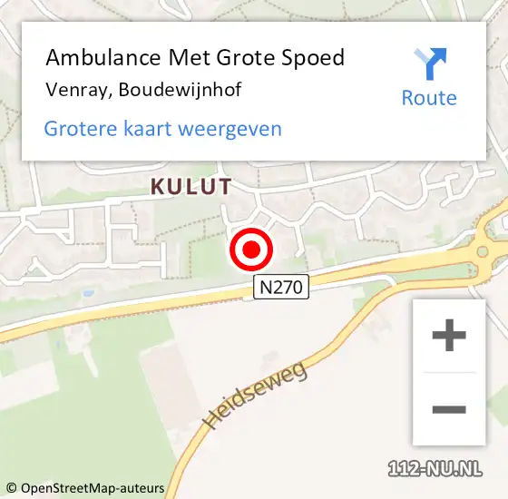 Locatie op kaart van de 112 melding: Ambulance Met Grote Spoed Naar Venray, Boudewijnhof op 7 december 2022 18:37