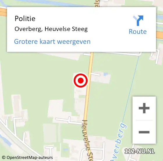 Locatie op kaart van de 112 melding: Politie Overberg, Heuvelse Steeg op 7 december 2022 18:56