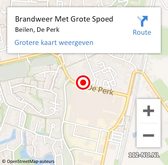 Locatie op kaart van de 112 melding: Brandweer Met Grote Spoed Naar Beilen, De Perk op 7 december 2022 19:15