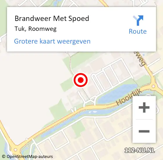 Locatie op kaart van de 112 melding: Brandweer Met Spoed Naar Tuk, Roomweg op 7 december 2022 19:15