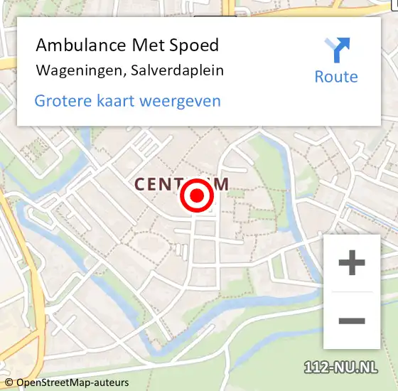 Locatie op kaart van de 112 melding: Ambulance Met Spoed Naar Wageningen, Salverdaplein op 7 december 2022 19:51