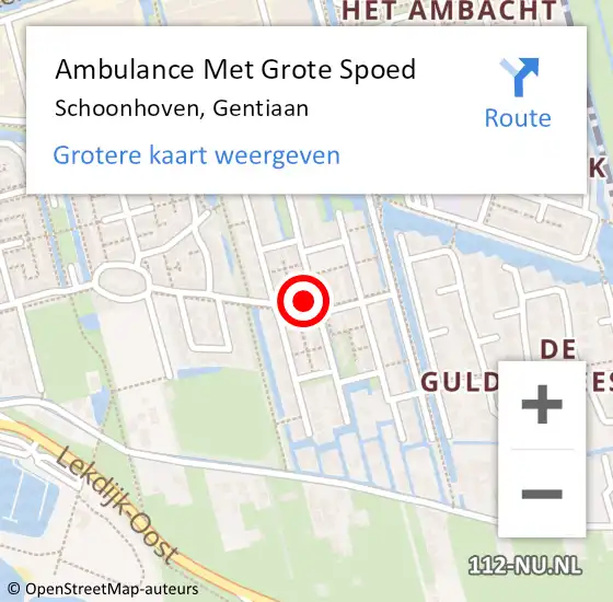 Locatie op kaart van de 112 melding: Ambulance Met Grote Spoed Naar Schoonhoven, Gentiaan op 7 augustus 2014 14:42