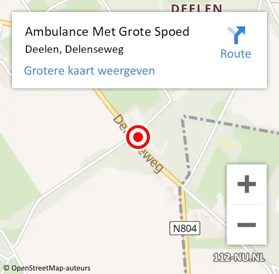 Locatie op kaart van de 112 melding: Ambulance Met Grote Spoed Naar Deelen, Delenseweg op 7 augustus 2014 14:46