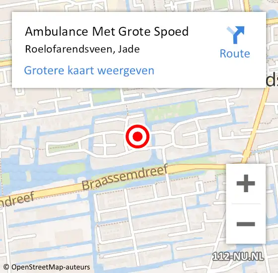 Locatie op kaart van de 112 melding: Ambulance Met Grote Spoed Naar Roelofarendsveen, Jade op 7 december 2022 21:23