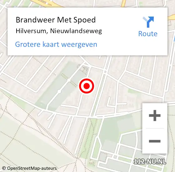 Locatie op kaart van de 112 melding: Brandweer Met Spoed Naar Hilversum, Nieuwlandseweg op 7 december 2022 21:37