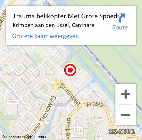 Locatie op kaart van de 112 melding: Trauma helikopter Met Grote Spoed Naar Krimpen aan den IJssel, Cantharel op 7 december 2022 21:37